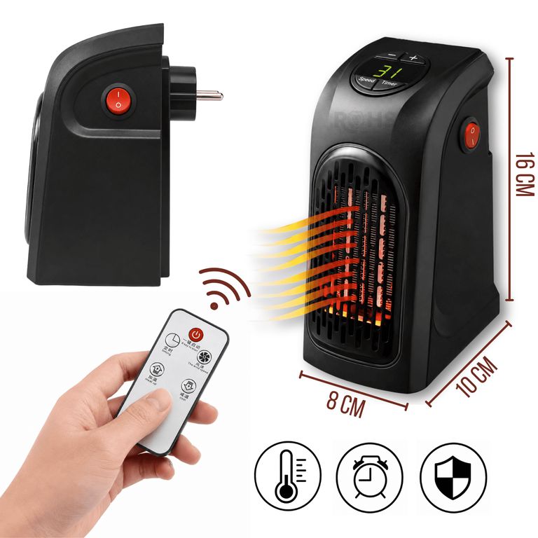 Calentador Eléctrico Warm Air Blower 400W Con Control Remoto Y Temporizador Digital