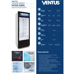 Ventus - Visicooler 1 Puerta 530L - Frío Forzado Subzero y Vidrio antiempañable- VCSZ-530L