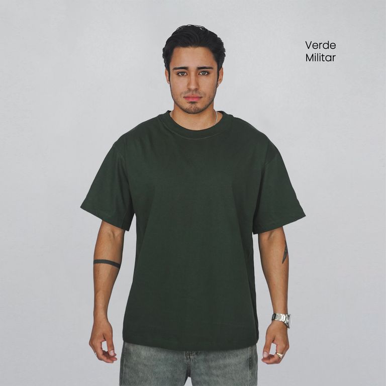 Polo Oversize 100% Algodón Unisex Verde Militar
