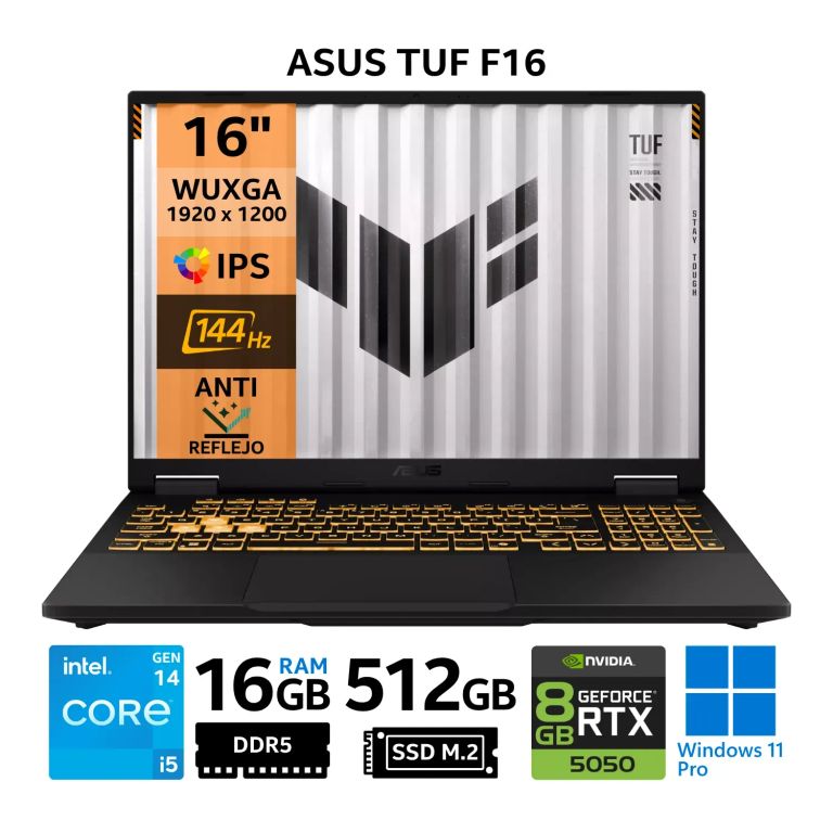Laptop TUF F16 FX608JHI-TU380 16" WUXGA IPS, Core i5 14450HX, RAM 16GB, SSD 512GB, RTX 5050 8GB