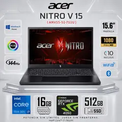 ACER - Laptop Nitro V15 ANV15-51-711U i7 16GB 512GB RTX4050 15.6 Black