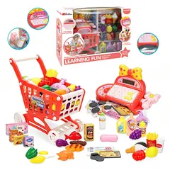 PEQUEÑAS TRAVESURAS - Set Caja Registradora con Carrito de Compras +30 Accesorios