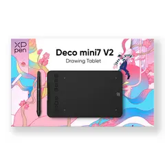 XP-PEN - Tableta Gráfica Deco Mini 7 V2, 16384 Niveles, 7" x 4.37" Pulgadas, 8 Teclas (DecoMini7V2)