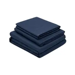 ARLIN TEXTIL - Juego De Sábanas 150 Hilos Microfibra Damasco / Azul Marino Arlin