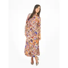 MICHELLE BELAU - Vestido maxi camisero estampado geométrico lazo cinturón