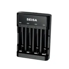 SEISA - Cargador de Pila Batería Recargable 4 puestos AA/ AAA