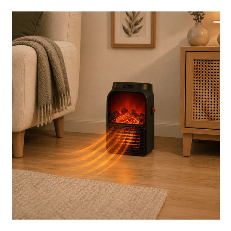 Calentador Eléctrico Flame Heater 1000W Con Control Remoto Y Efecto Chimenea