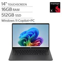 HP - Laptop OmniBook Snapdragon X 8-Core 16GB 512GB SSD 14 WUXGA Touch Win11