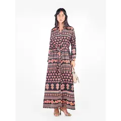 MICHELLE BELAU - Vestido maxi estampado boho lazo cinturón