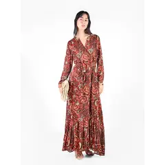MICHELLE BELAU - Vestido maxi camisero estampado floral lazo cinturón