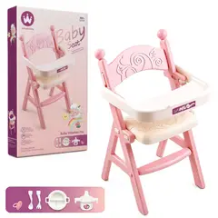 PEQUEÑAS TRAVESURAS - Silla para Comer Rosada para Muñecas con Accesorios