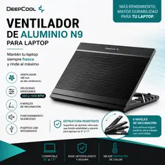 DEEPCOOL - VENTILADOR DE ALUMINIO N9 BLAK PARA LAPTOP