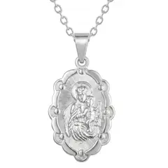 KARMY - Collar Unisex Medalla Virgen Del Carmen Plata Religiosa