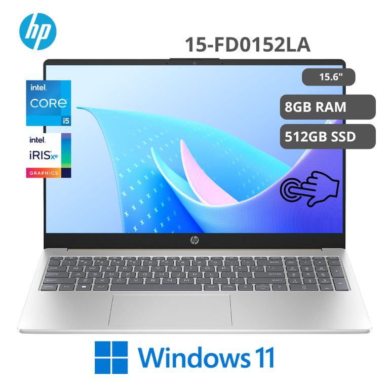 Laptop 15-FD0152LA Intel Core i5-1334U 8GB RAM 512GB SSD Intel Iris X 15.6 FHD TACTIL Win11 Pro