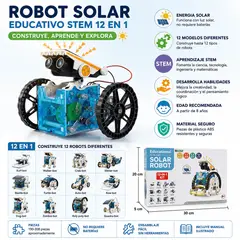 GENERICO - Kit de Construcción Robótica Robot Solar Educativo 12 en 1 con Energía Solar para Niños Celeste con Plomo MOD 1232-67