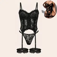 GENERICO - Set de Lencería negro para mujer M - BELINDA