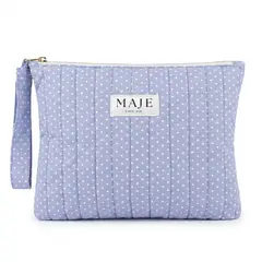 MAJE - Neceser flat pouch para mujer de estilo celeste con puntos - PERU