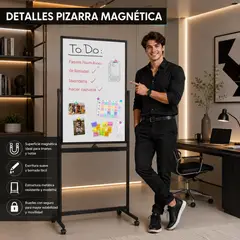 GENERICO - PIZARRA MAGNETICA GIRATORIO ACRILICA REVERSIBLE DOBLE CARA Y RUEDAS CON FRENO