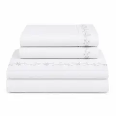 ARLIN TEXTIL - Juego De Sábanas Belha 220 Hilos Algodón Deluxe / Plateado Arlin