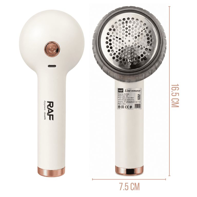 Removedor De Pelusa Eléctrico RAF R.790 Recargable USB Para Ropa Mantas Y Tapizados