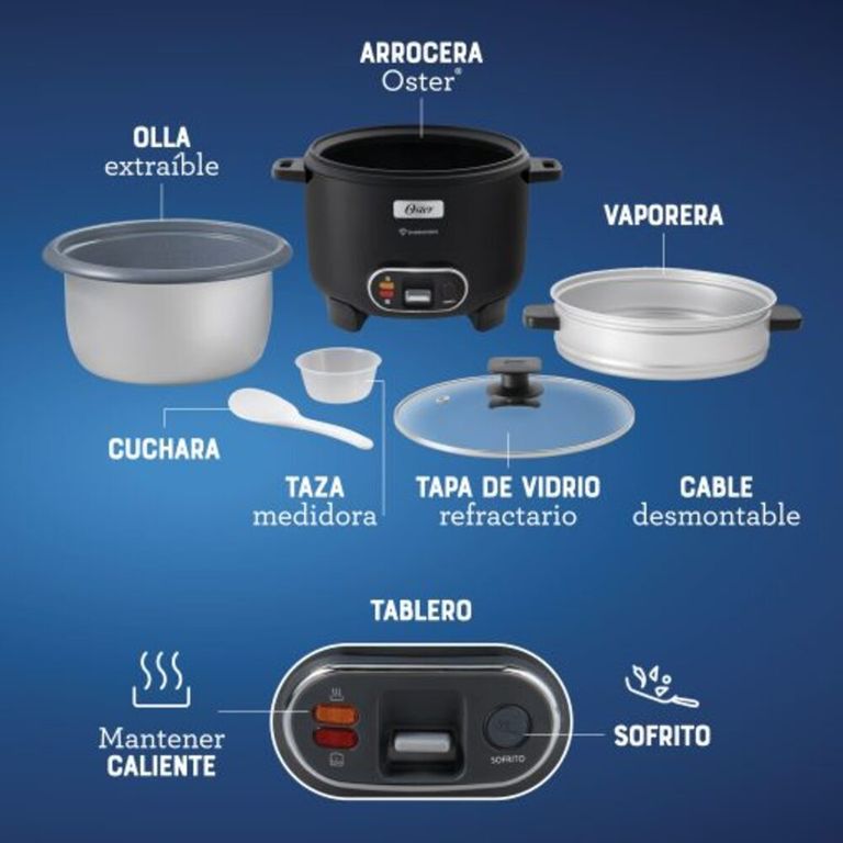 Olla Arrocera 12 Tazas Función de Sofrito DiamondForce, CKSTRC12DFBLK