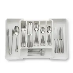 GENERICO - Organizador De Cubiertos Bandeja De Utensilios Ajustable - Blanco