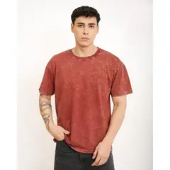 NEW YORK STARS - Polo manga corta- AcidWash-Rojo