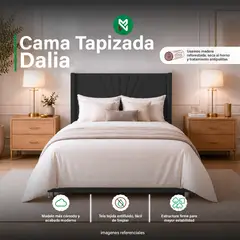 GENERICO - Cama Tapizada Dalia Queen - Color Negro