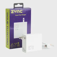 ZYNC - Cargador Ultra Rápido GaN 67W Turbo Tipo C y USB - iPhone y Android