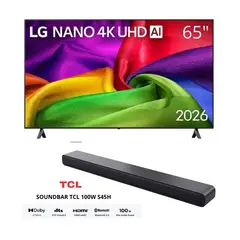 LG - Televisor 65 Pulgadas Nanocell UHD 4K Web Os 65NU800BPSB + Soundbar TCL 100 Watts S45H (2026)