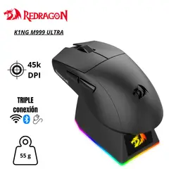 REDRAGON - Mouse K1NG M999 ULTRA BLACK con Base de Carga