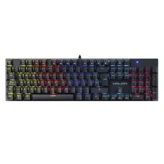 HALION - Teclado Mecánico Comanche 105 Teclas KM203 - Full Size - Switch Rojo -Rainbow LED-USB- Negro