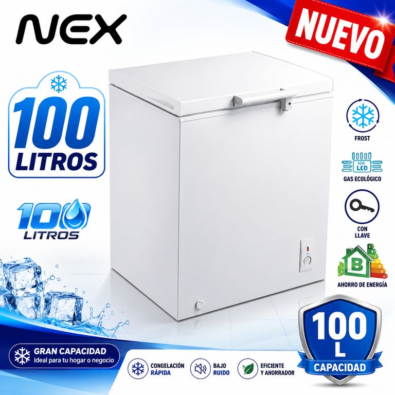 CONGELADORA NEX HORIZONTAL 100 LITROS DIRECT COOLING BLANCO CHF1100