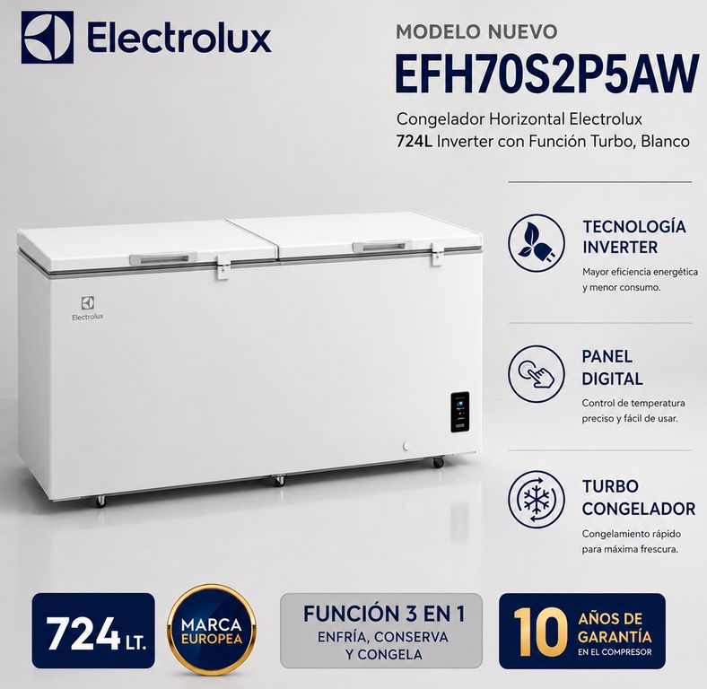 Congelador Horizontal 724L Inverter Con Función Turbo, Blanco EFH70S2P5AW