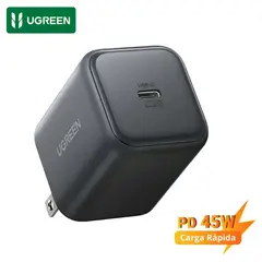 UGREEN - Cargador Carga Rapida 45W GaN USB-C Ultra Compacto - NEGRO