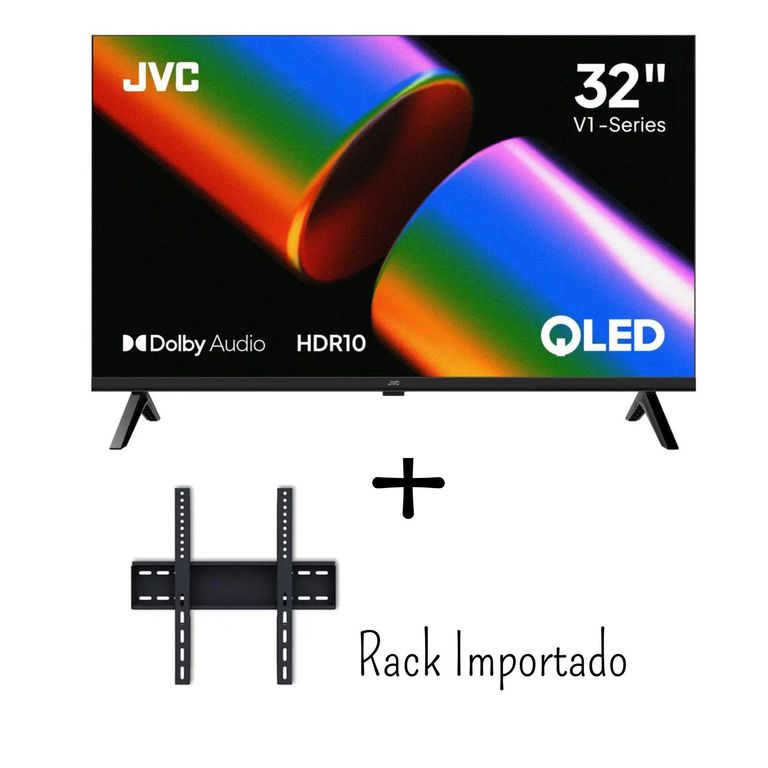 Televisor JVC 32 PULGADAS QLED HD Google Tv Smart Tv LT-32KM1584 + RACK IMPORTADO (COMBO)