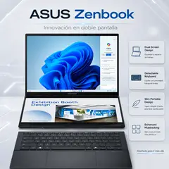 ASUS - Laptop Zenbook Duo UX8406CA-PZ073W 14 3K OLED Ultra 9 32GB 1TB Win11 Inkwell Gray