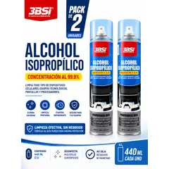 3BSI - Pack 02 unidades Alcohol Isopropilico Electronico Spray 440 Ml
