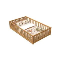 MUEBLES MACRUMO - CAMA MONTESSORI EVOLUTIVA CON BARANDAS DE SEGURIDAD - 1.5z
