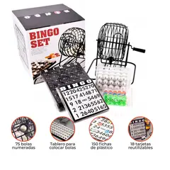 OEM - Bingo Juego de Mesa con Balotera Metalica Full Diversion