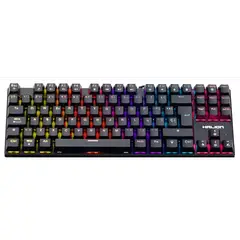HALION - Teclado Mecánico Gamer Comanche 88 Teclas KM202 -88 Teclas-Switch Rojo-Rainbow LED-USB- Negro