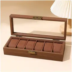 INSPIRA MARKET - Organizador porta Relojes Gafas 6 espacios Elegante Madera