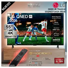 LG - Televisor 55 Qned 4k ThinQ Ai 55QNED73ASA Smart TV 2026 - Modelo Nuevo