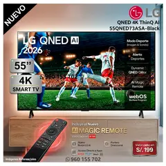 LG - Televisor 55 Qned 4k ThinQ Ai 55QNED73ASA Smart TV 2026 - Modelo Nuevo