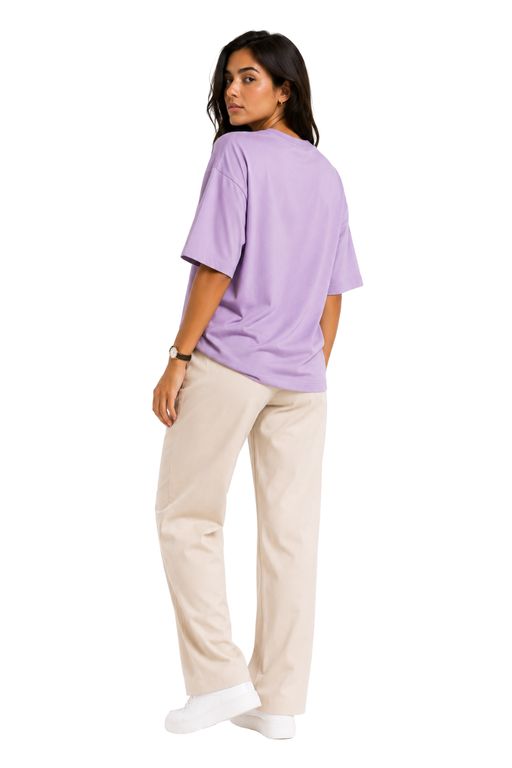 Polo Oversize de Algodón Basico color Lila Mujer