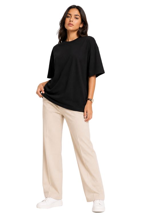 Polo Oversize de Algodón Basico color Negro Mujer