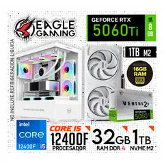 NVIDIA - Computadora PC Gamer INTEL CORE I5 12400F + RTX 5060TI 8GB + RAM 32GB + SSD 1TB