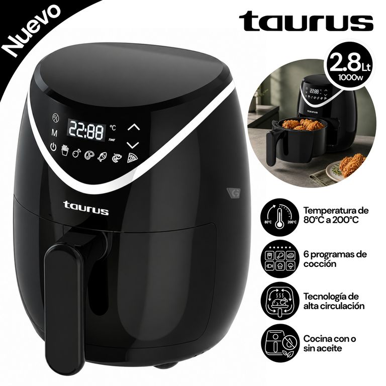 Freidora De Aire Digita 2.8Lts Mod. Black Fryer II 1000W