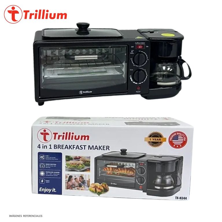 Desayunador multifunción 4 en 1 Horno Tostador Plancha Cafetera y Temporizador 1800W