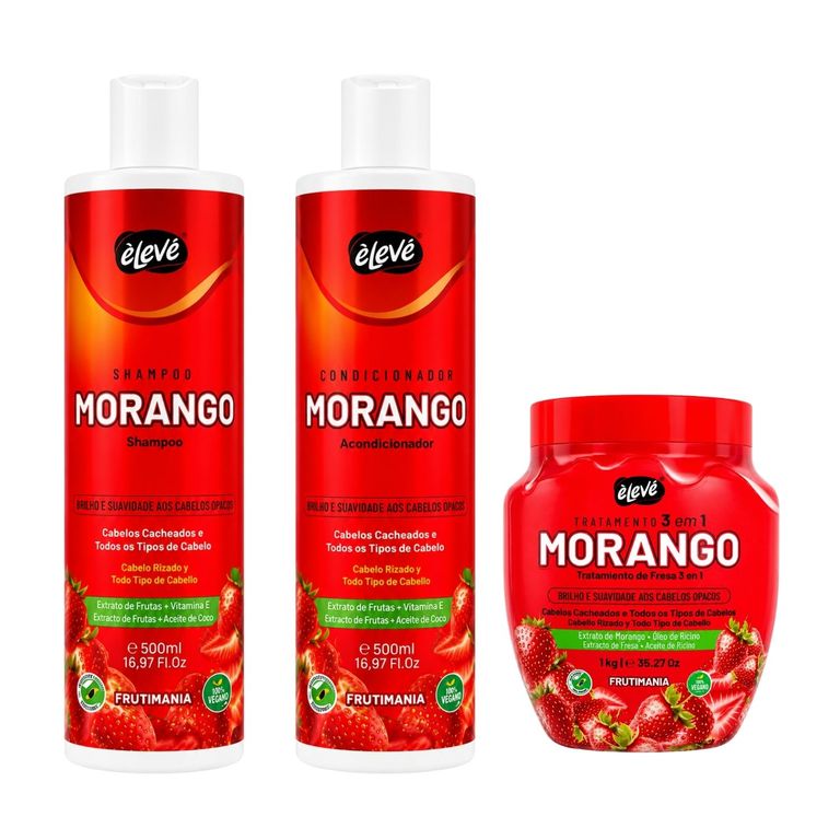Pack Morango Shampoo Y Acondicionador 500 ML Y Tratamiento - ELEVE